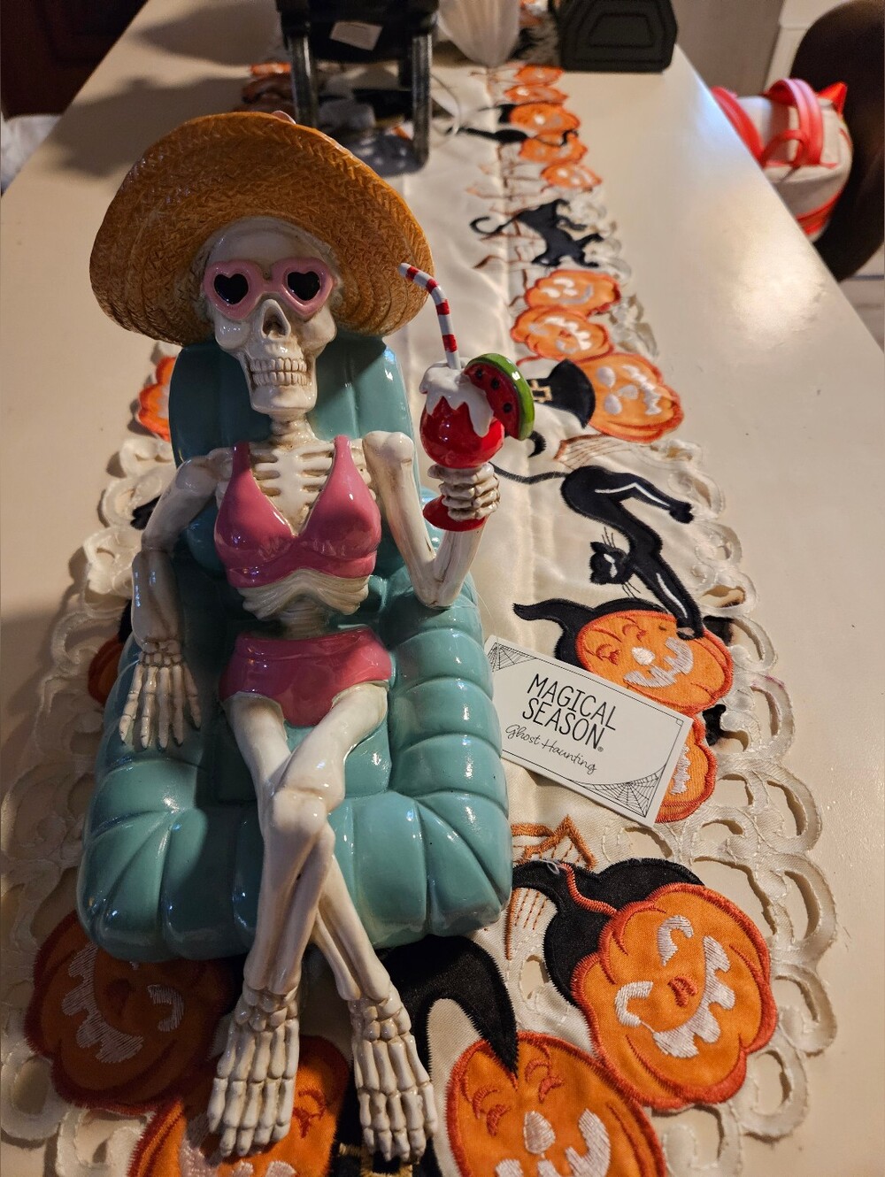 Magical Season Ghost Haunting Bikini Skeleton Lounge Chair Halloween Figurine